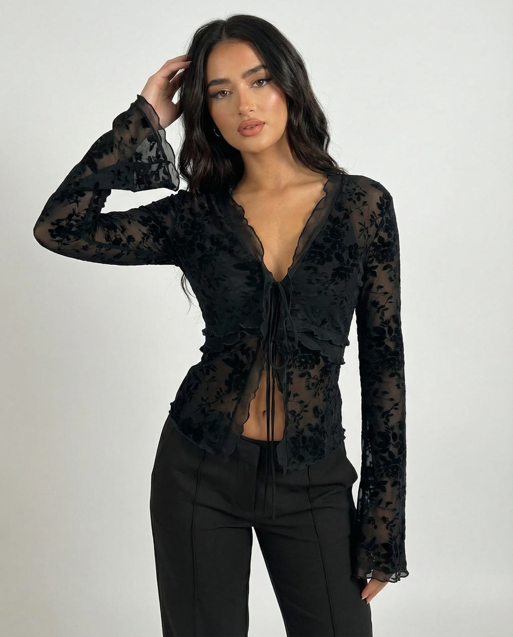 Susana | Top de Malla Floral Semitransparente — imagen 3