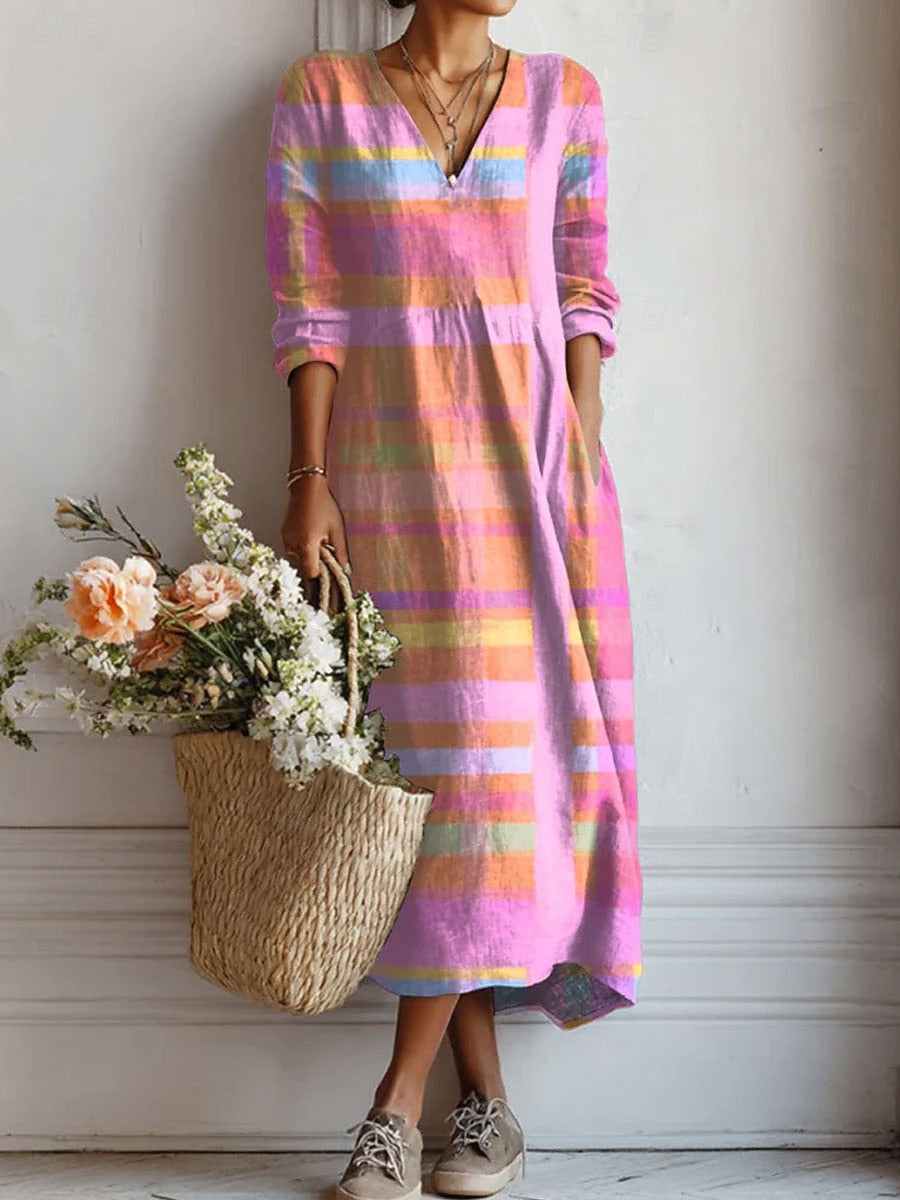 Salma | Vestido Midi Boho de Lino Estampado — imagen 3