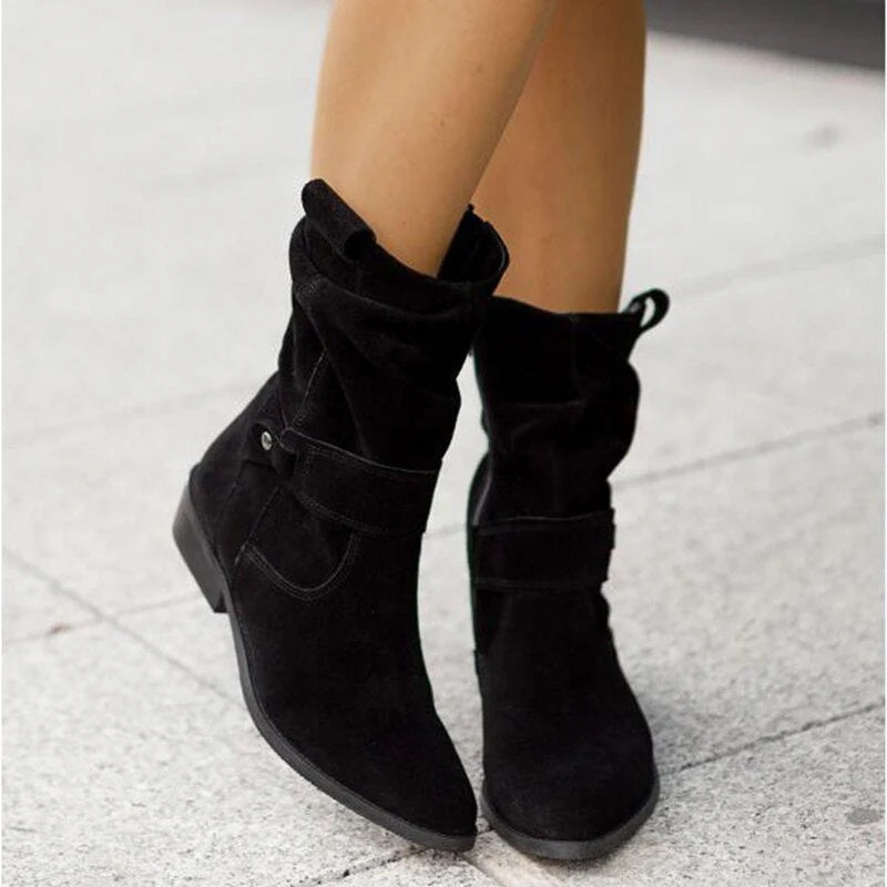 Aitana Andrea | Botas Cowboy de Ante Mujer Caña Media Slouchy