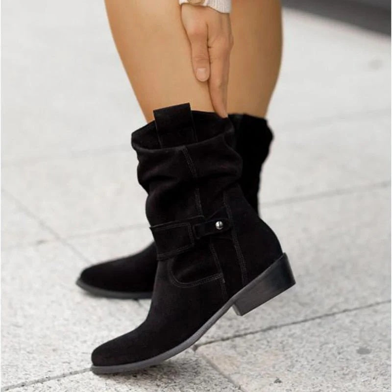 Aitana Andrea | Botas Cowboy de Ante Mujer Caña Media Slouchy