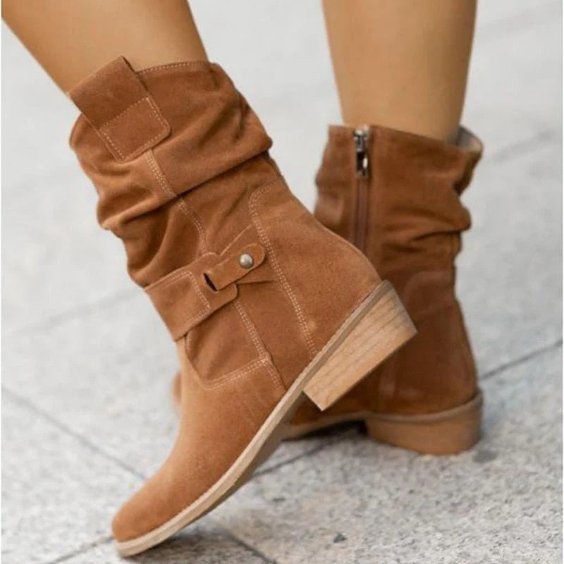 Aitana Andrea | Botas Cowboy de Ante Mujer Caña Media Slouchy