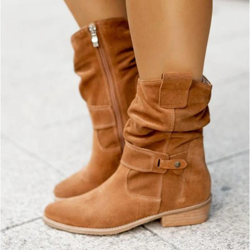 Aitana Andrea | Botas Cowboy de Ante Mujer Caña Media Slouchy