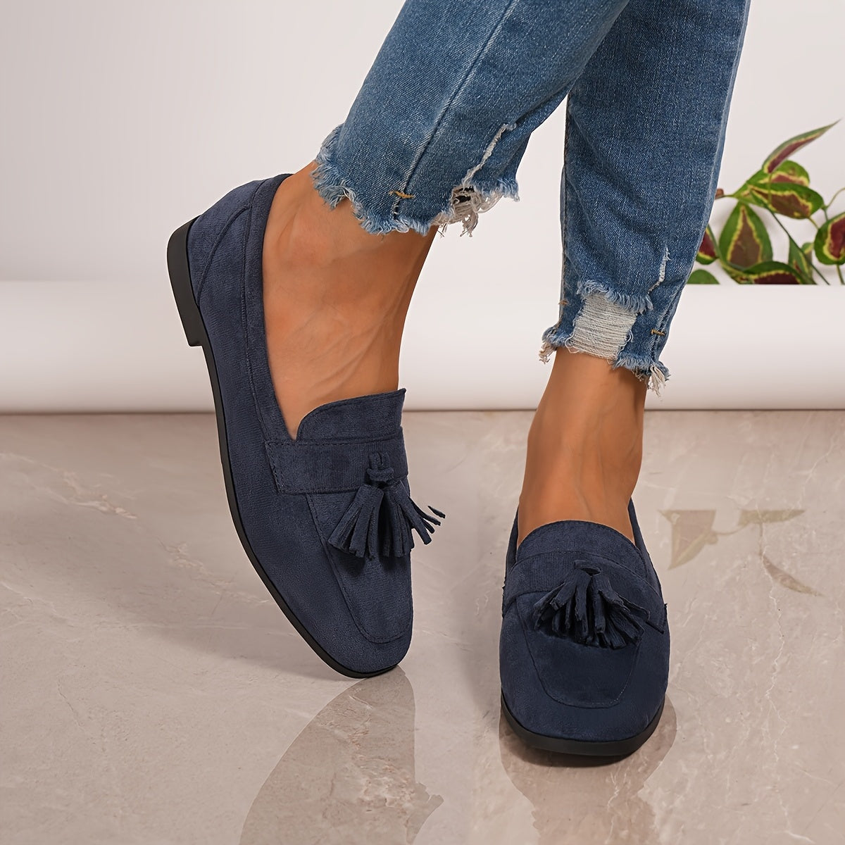 Andrea Alba | Mocasines de Ante con Borlas Mujer Planos