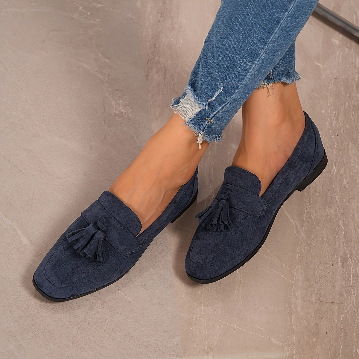 Andrea Alba | Mocasines de Ante con Borlas Mujer Planos