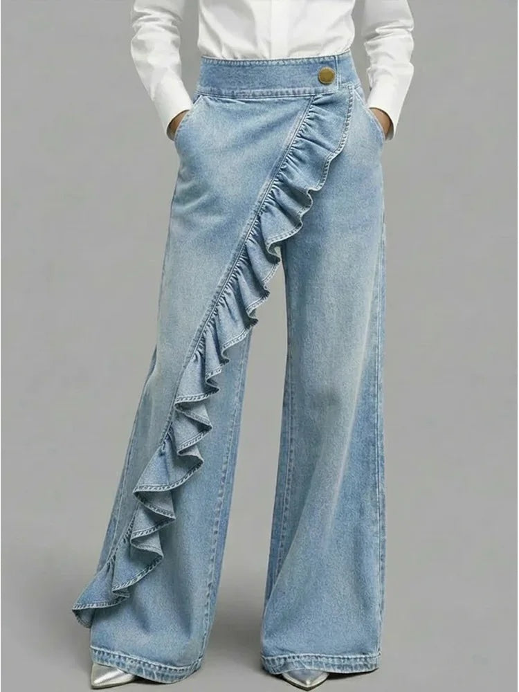 Yasmina | Vaqueros Wide Leg con Volantes Mujer — imagen 3