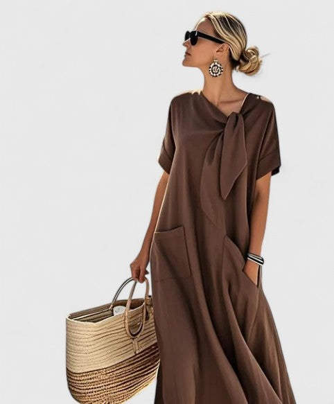 Azahara | Vestido Largo Suelto con Lazo al Cuello Mujer — imagen 5