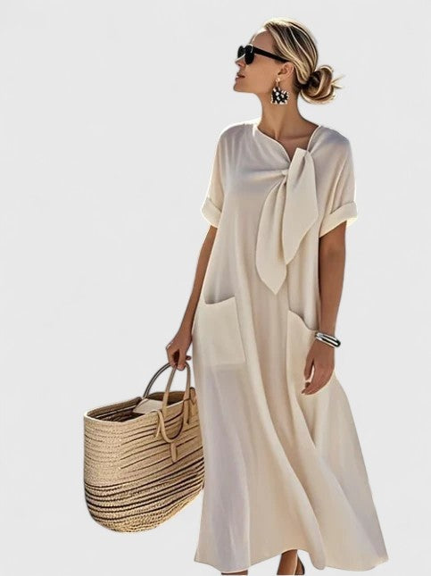 Azahara | Vestido Largo Suelto con Lazo al Cuello Mujer — imagen 3