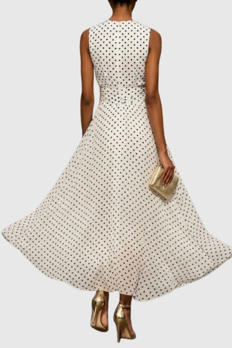 Adriana Alejandra | Vestido Largo Sin Mangas Mujer Cintura Ceñida Volante