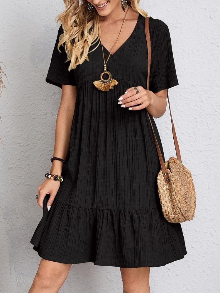 Amapola | Vestido Corto con Volantes Mujer Escote V Manga Corta — imagen 3