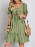 Amapola | Vestido Corto con Volantes Mujer Escote V Manga Corta — imagen 4