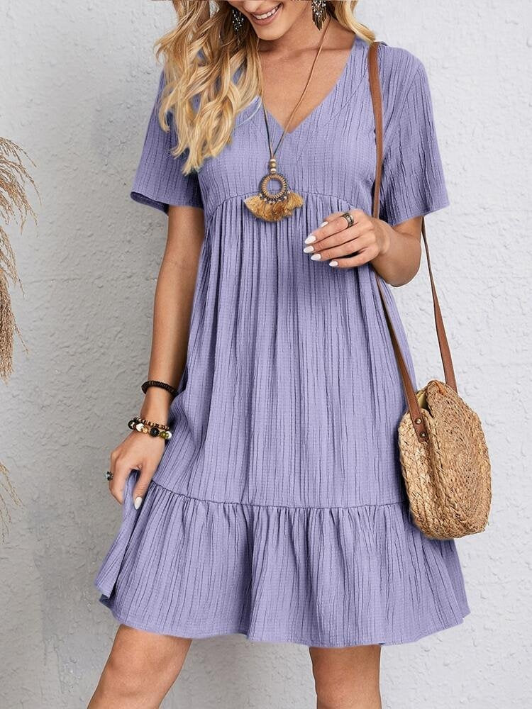 Amapola | Vestido Corto con Volantes Mujer Escote V Manga Corta — imagen 7