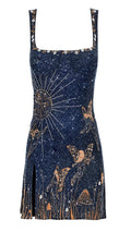 Beatriz Alba | Vestido Corto de Fiesta Mujer Bordado Mariposas Escote Cuadrado