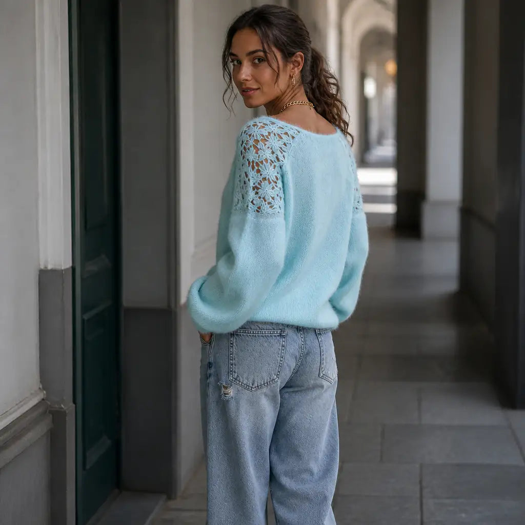 Adela Sol | Jersey de Punto con Detalle de Encaje