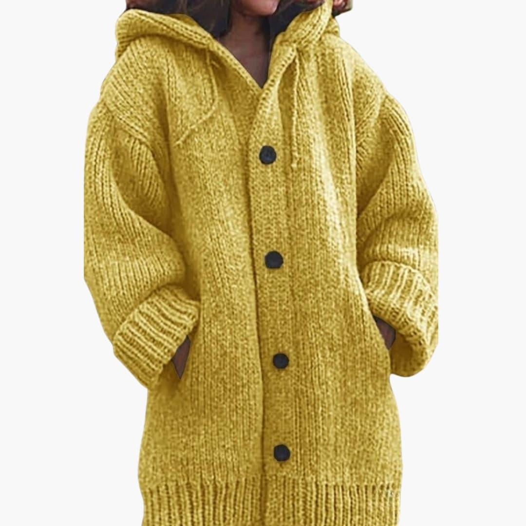 Adriana Carla | Cárdigan de Punto con Capucha Mujer Oversize Botones
