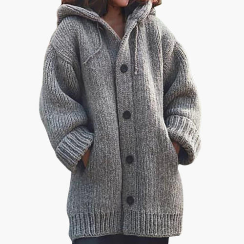 Adriana Carla | Cárdigan de Punto con Capucha Mujer Oversize Botones