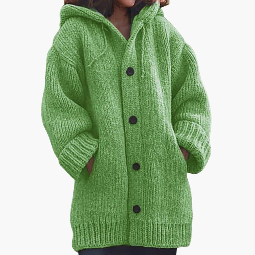 Adriana Carla | Cárdigan de Punto con Capucha Mujer Oversize Botones