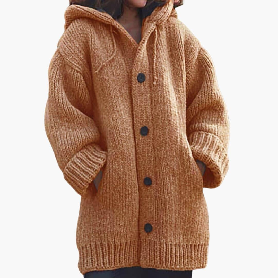 Adriana Carla | Cárdigan de Punto con Capucha Mujer Oversize Botones
