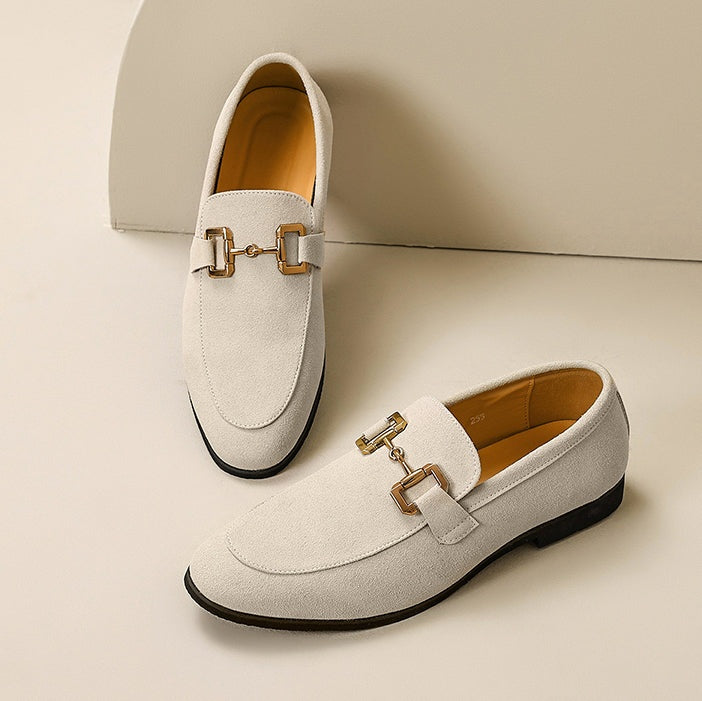 Felipe Aitor | Mocasines de Ante con Hebilla Dorada Hombre Casual