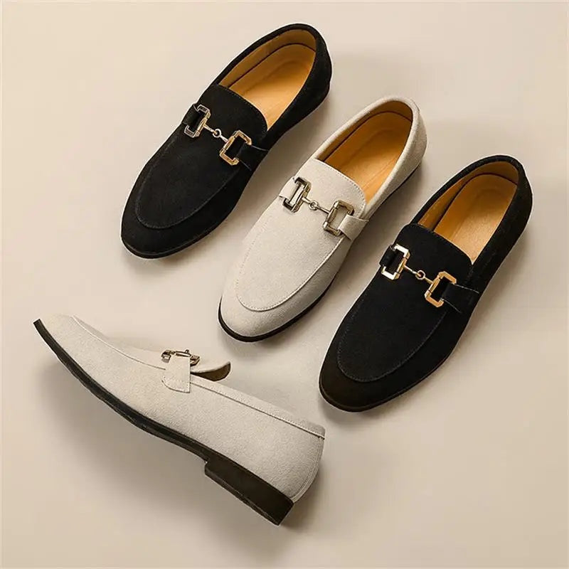 Felipe Aitor | Mocasines de Ante con Hebilla Dorada Hombre Casual