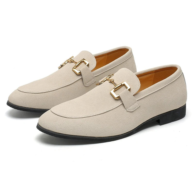 Felipe Aitor | Mocasines de Ante con Hebilla Dorada Hombre Casual