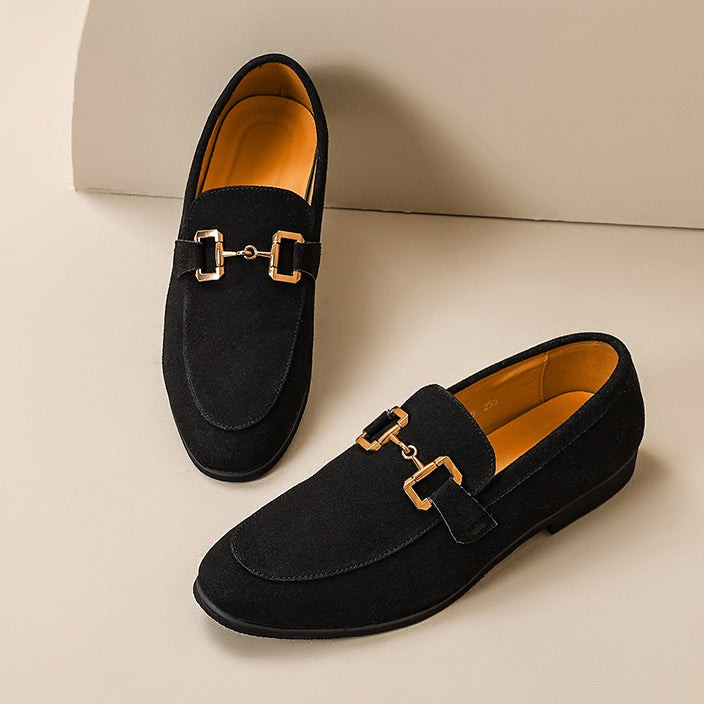 Felipe Aitor | Mocasines de Ante con Hebilla Dorada Hombre Casual