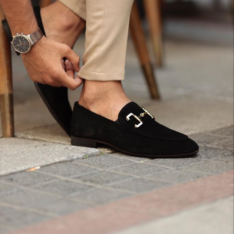 Felipe Aitor | Mocasines de Ante con Hebilla Dorada Hombre Casual