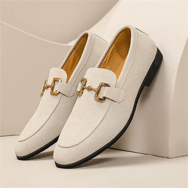 Felipe Aitor | Mocasines de Ante con Hebilla Dorada Hombre Casual