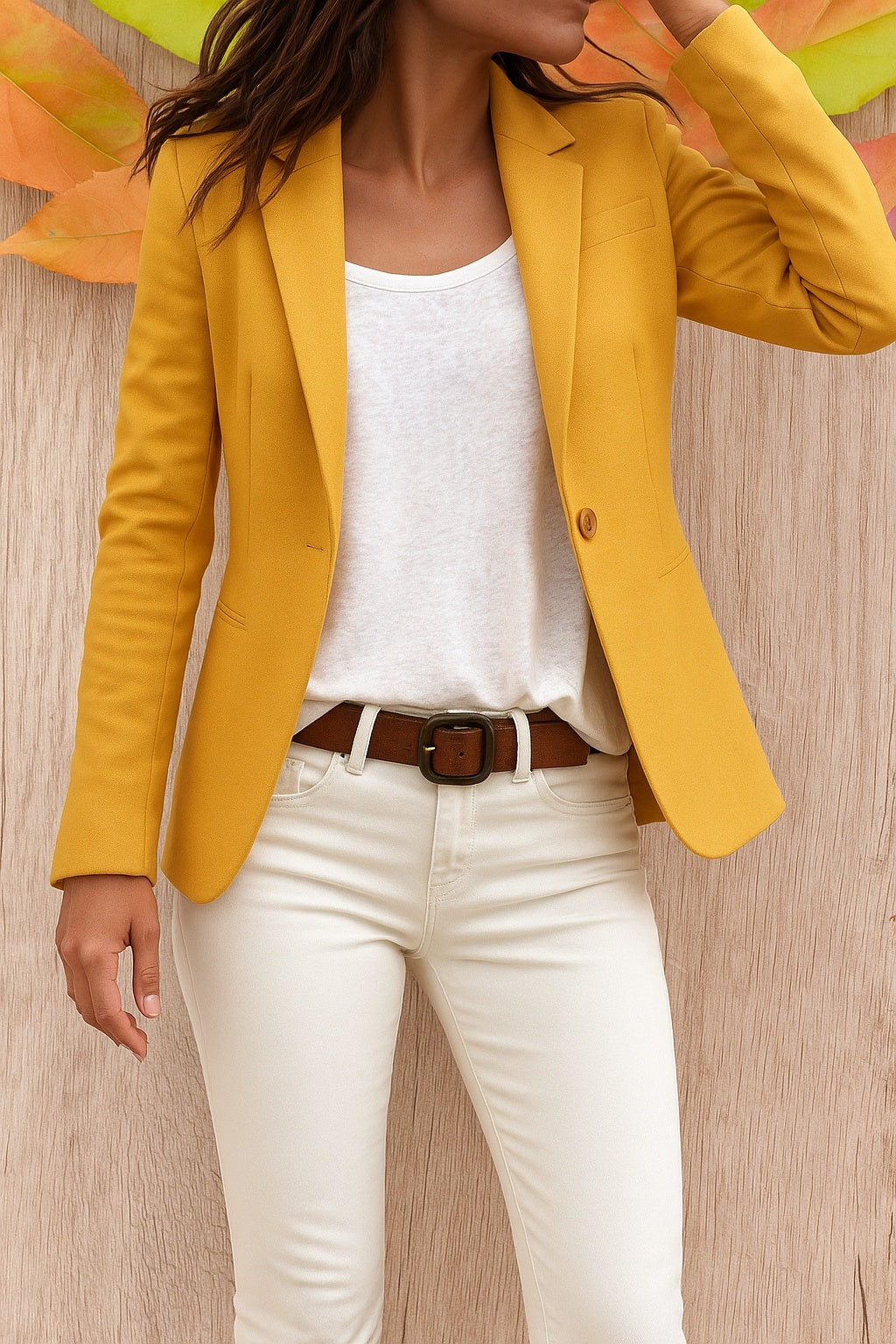 Carmen Alba | Blazer Ajustado de Solapa Mujer Bolsillos Solapa