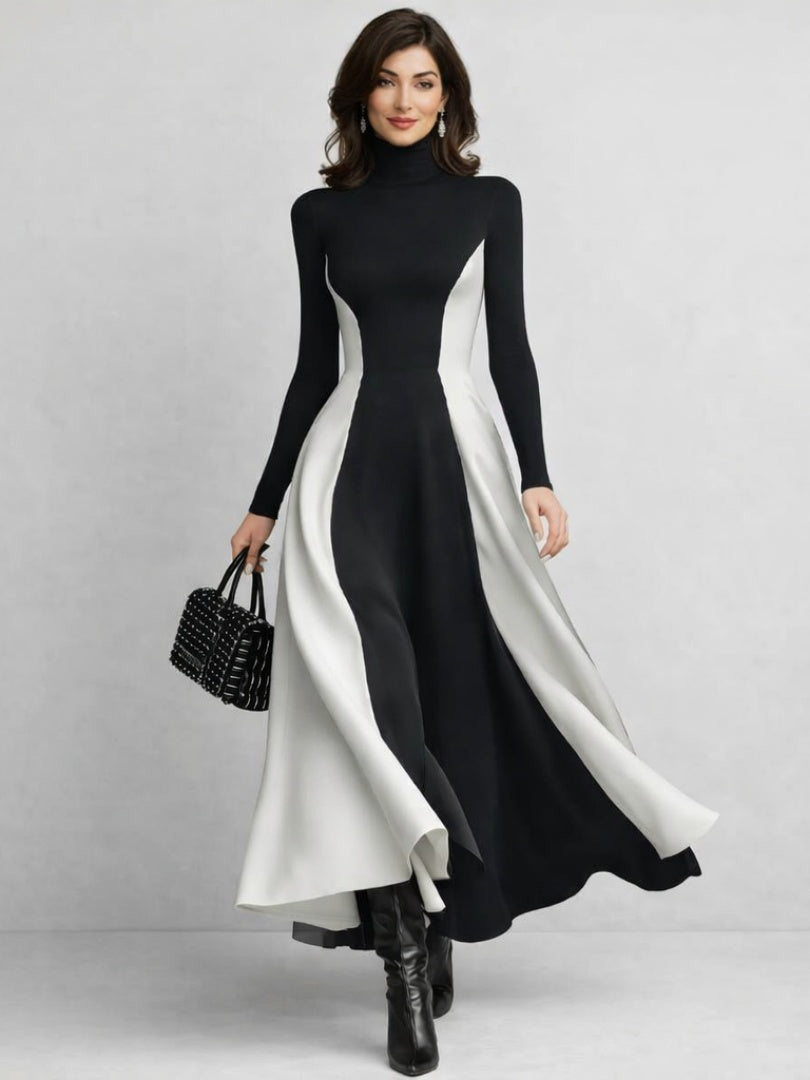 Alba Alejandra | Vestido Largo de Invierno Mujer Cuello Alto Manga Larga
