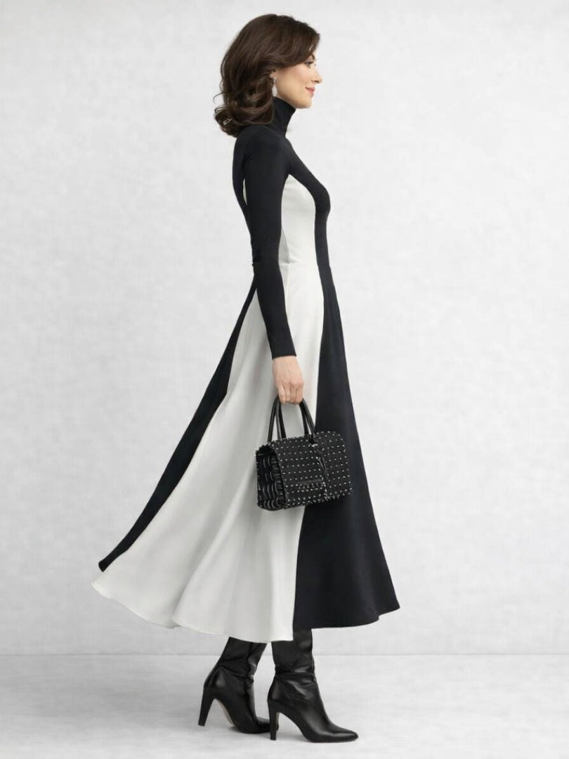 Alba Alejandra | Vestido Largo de Invierno Mujer Cuello Alto Manga Larga
