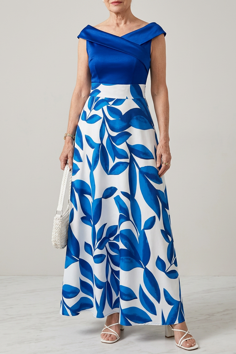 Paloma Alejandra | Vestido Largo Palabra de Honor Mujer Estampado Floral Invitada