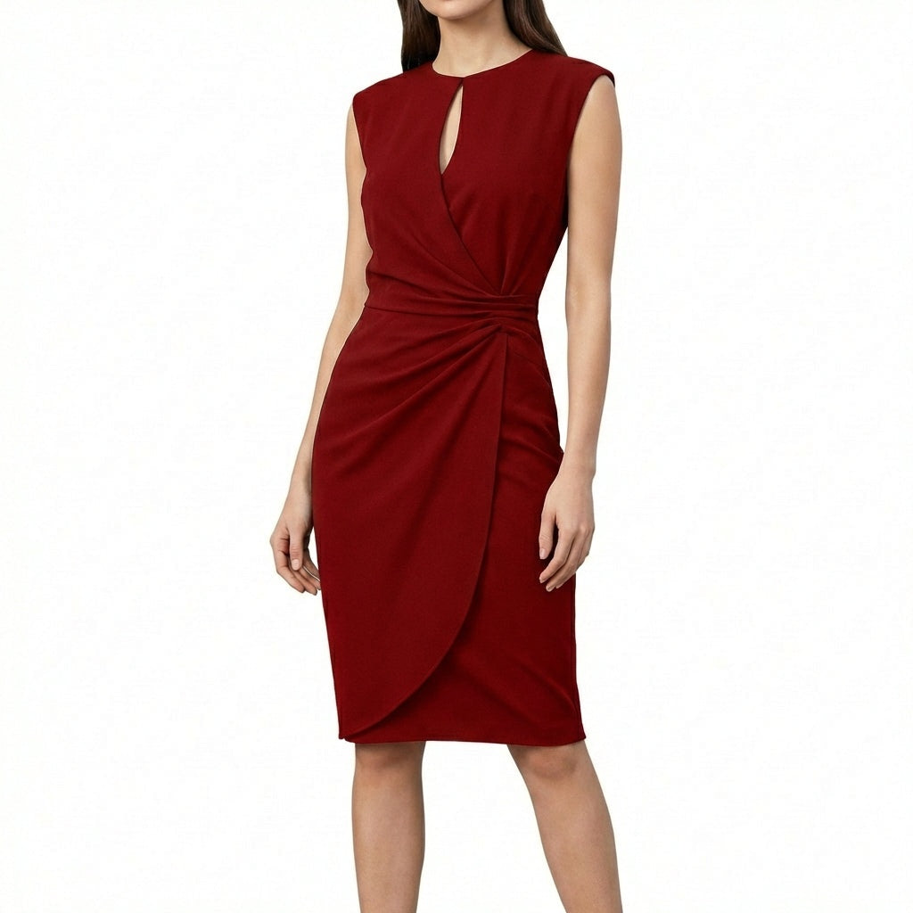 Raquel Aitana | Vestido Drapeado de Cóctel Sin Mangas Mujer Escote Keyhole