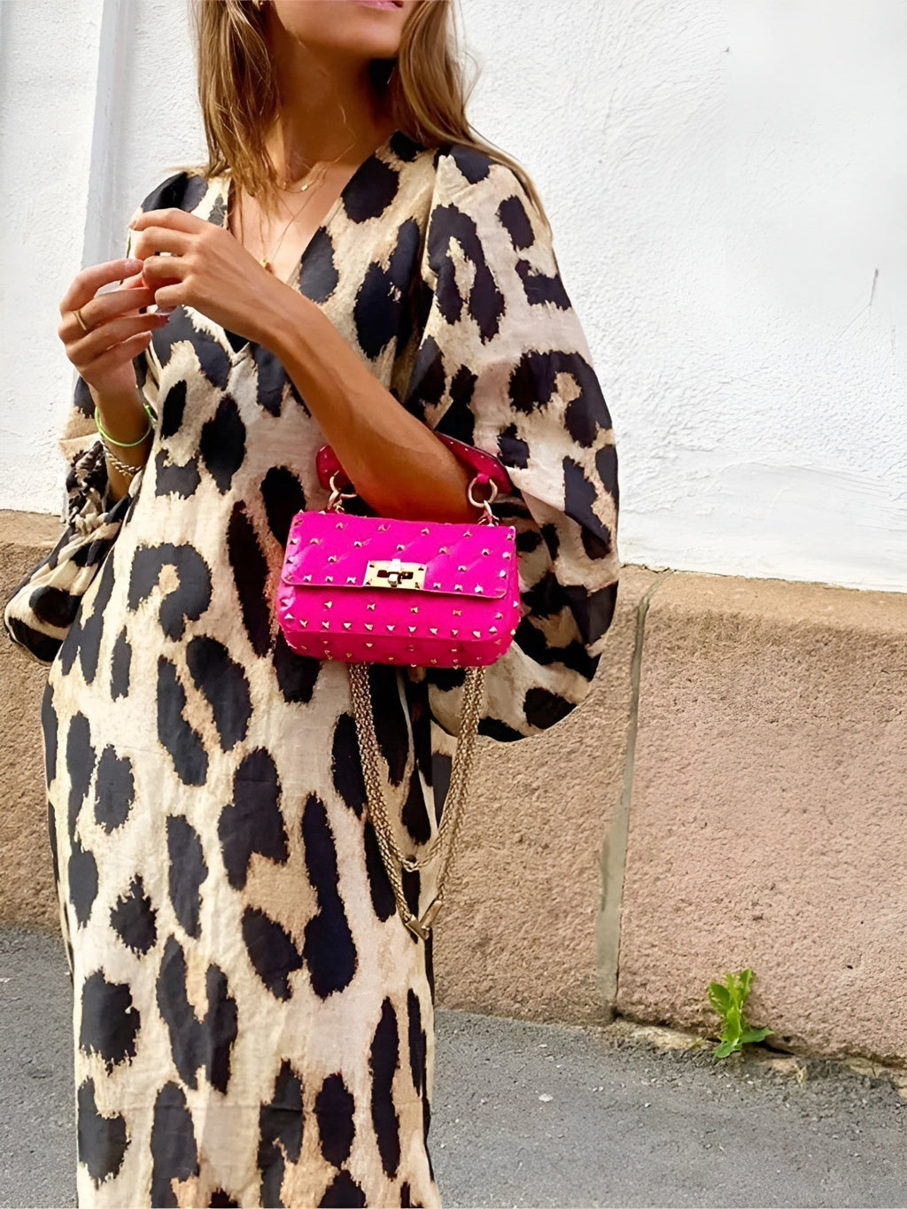 Aurora Alba | Vestido Largo Casual Mujer Estampado Animal Print Escote V
