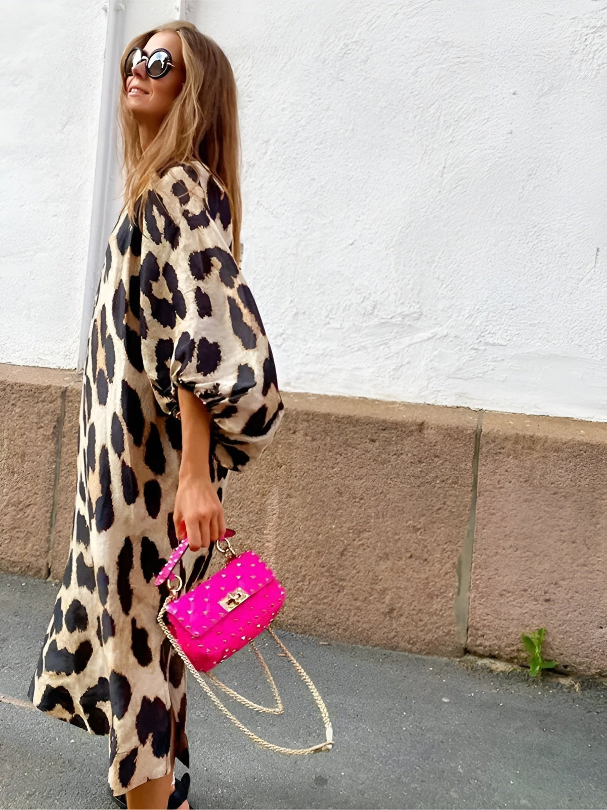 Aurora Alba | Vestido Largo Casual Mujer Estampado Animal Print Escote V