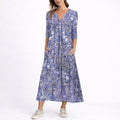 Adriana Amelia | Vestido Invitada Invierno Midi Estampado Floral Mujer Manga Tres Cuartos