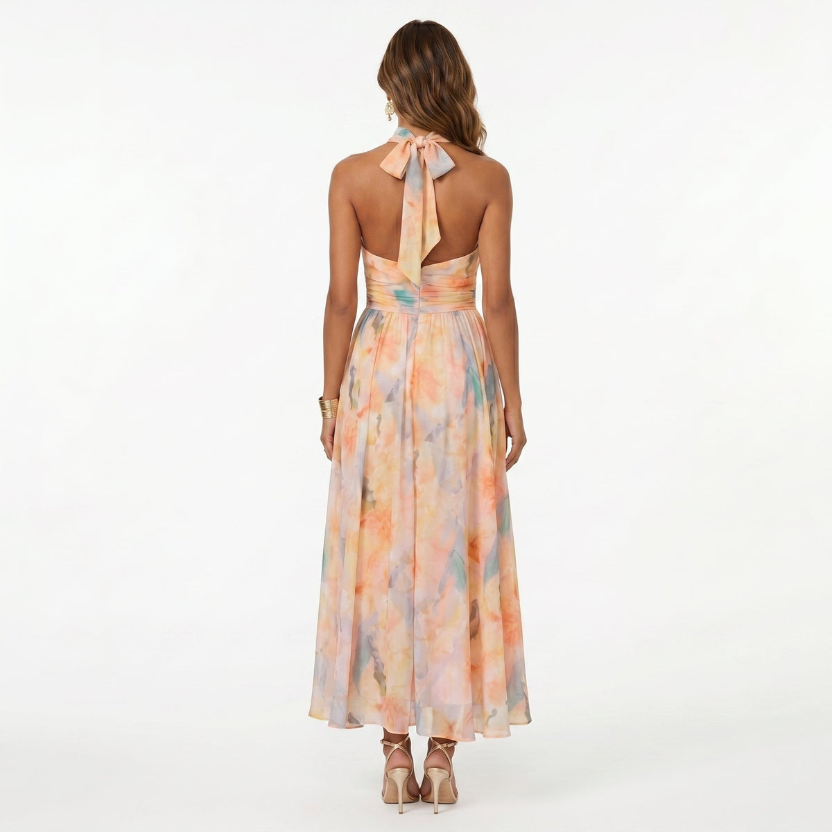 Alma Aitana | Vestido de Invitada de Boda Estampado Mujer Cuello Halter