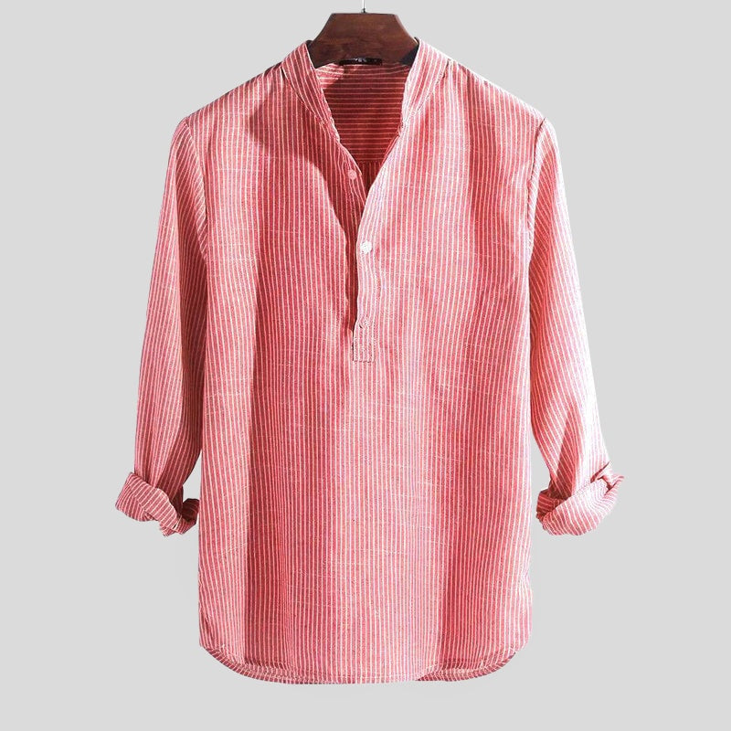 Salvador Adrián | Camisa de Lino de Manga Larga Hombre Escote Henley