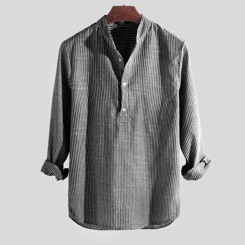 Salvador Adrián | Camisa de Lino de Manga Larga Hombre Escote Henley