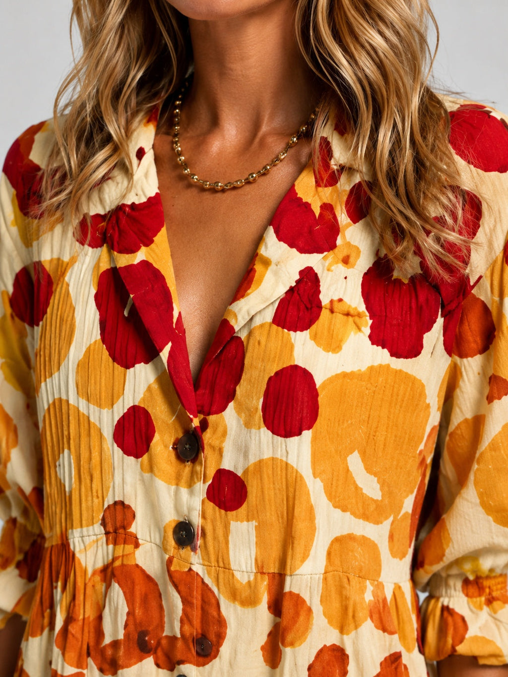 Jimena Aitana | Vestido Largo Camisero Estampado Mujer Manga Larga Botones