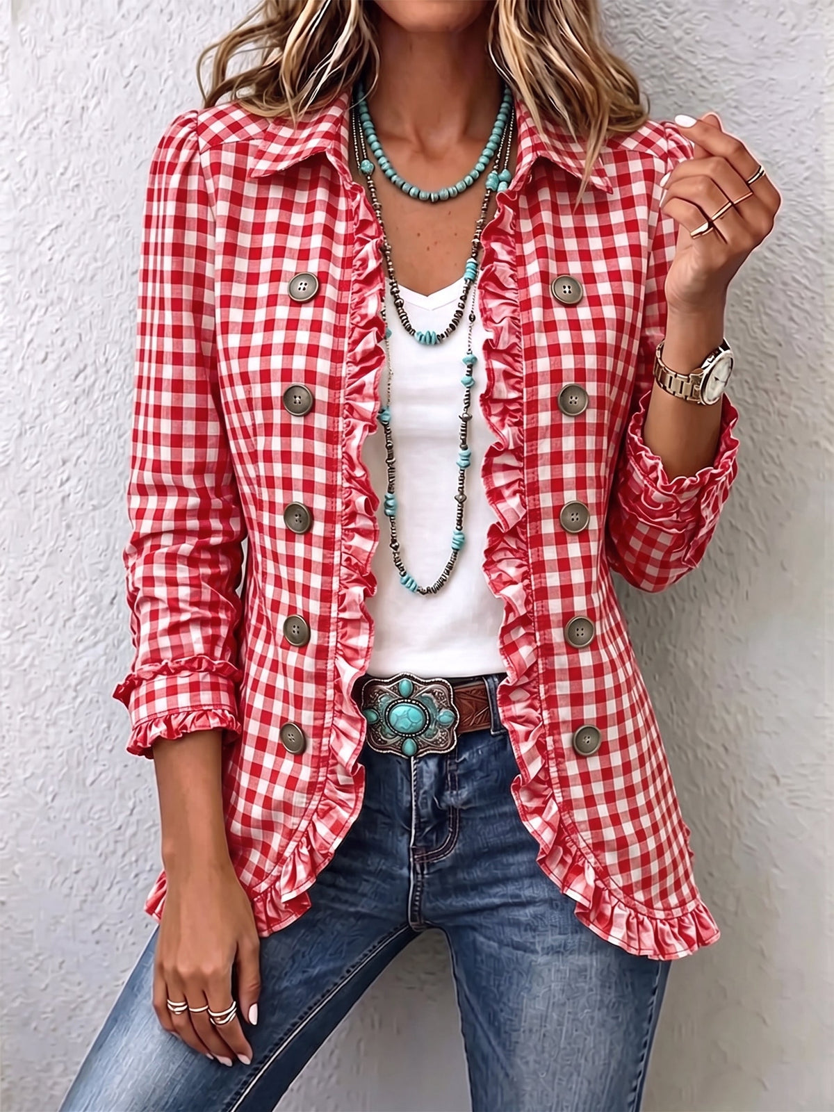 Vera | Chaqueta de Volantes de Cuadros Vichy — imagen 4