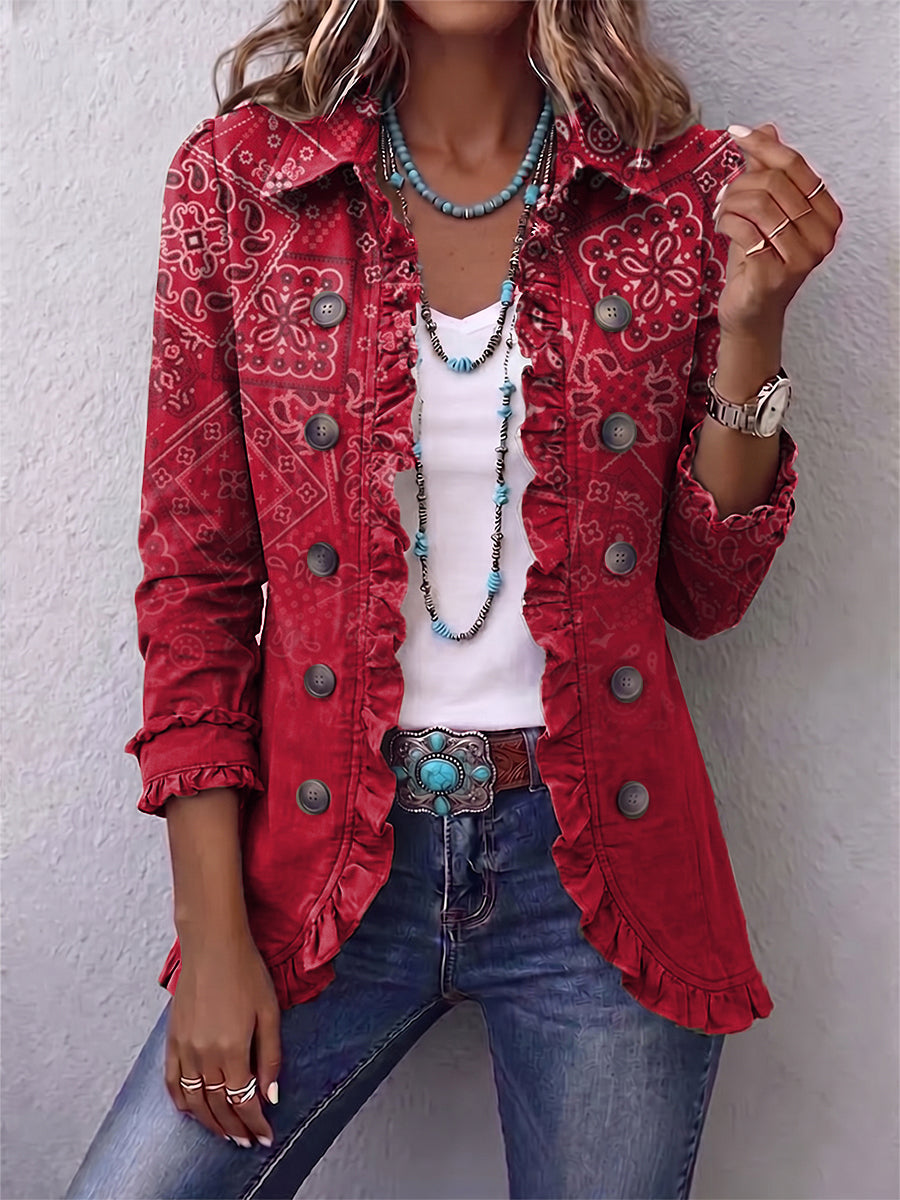 Paloma | Chaqueta de Volantes Estampado Cachemira Degradado — imagen 1