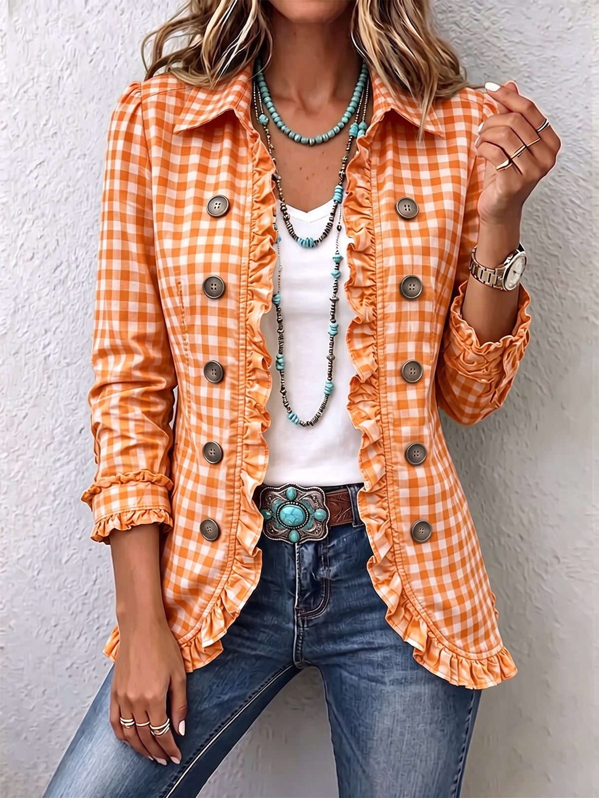 Vera | Chaqueta de Volantes de Cuadros Vichy — imagen 5