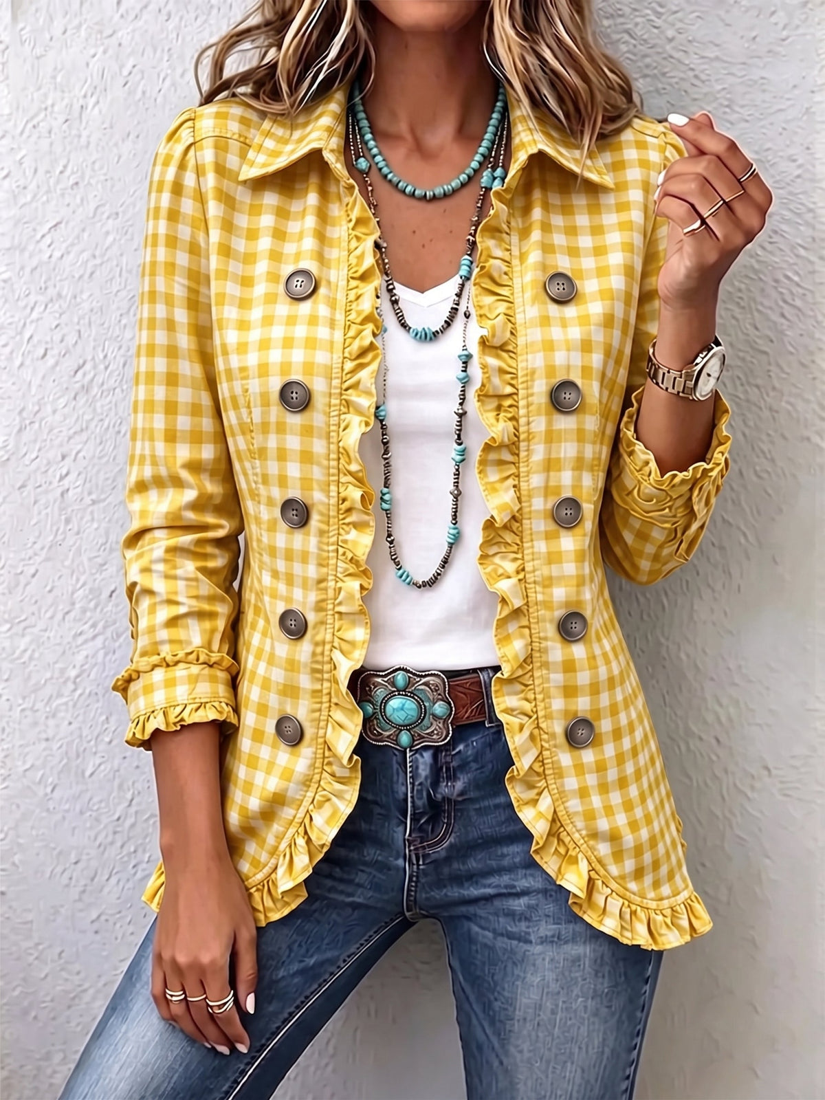 Vera | Chaqueta de Volantes de Cuadros Vichy — imagen 3