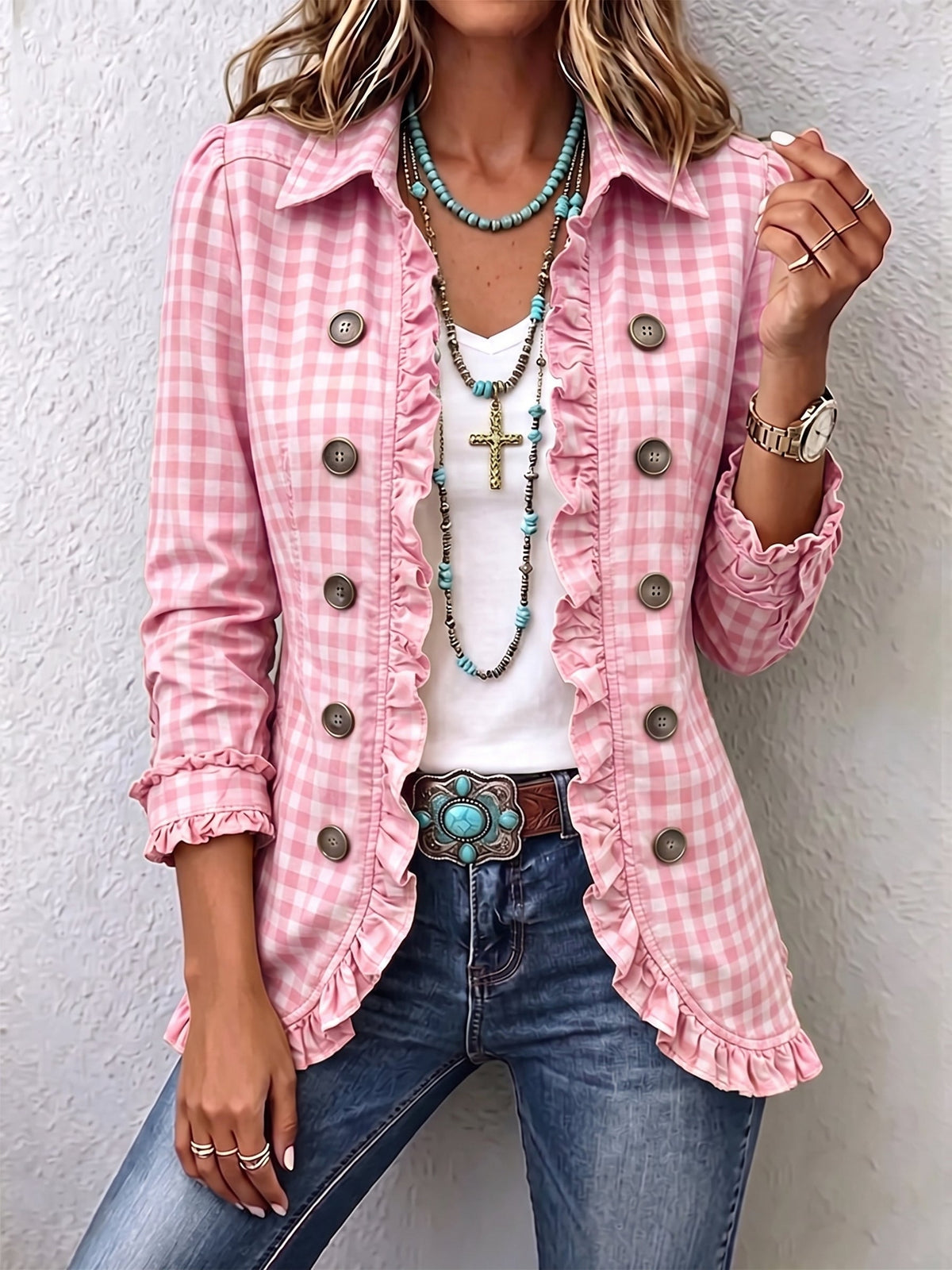 Vera | Chaqueta de Volantes de Cuadros Vichy — imagen 2