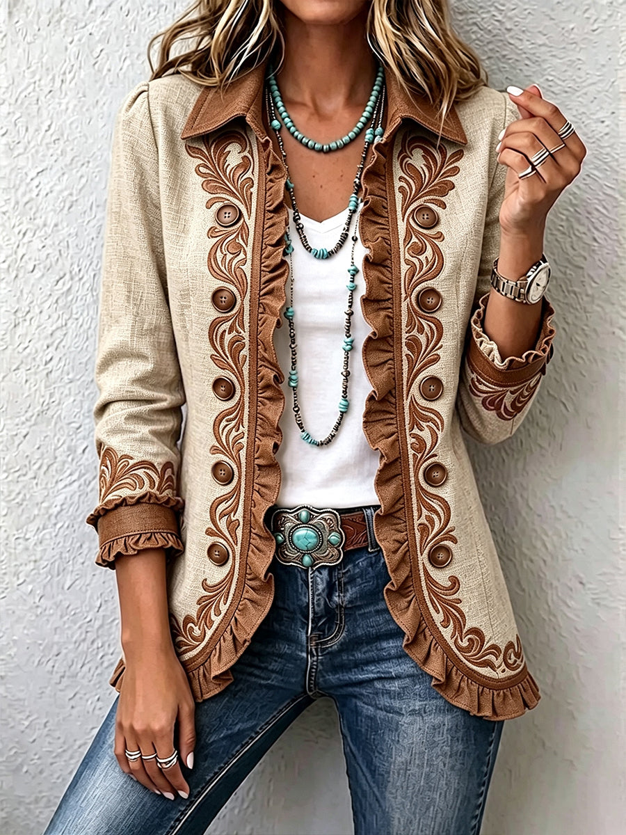 Blanca | Chaqueta de Volantes Floral Bordada — imagen 1