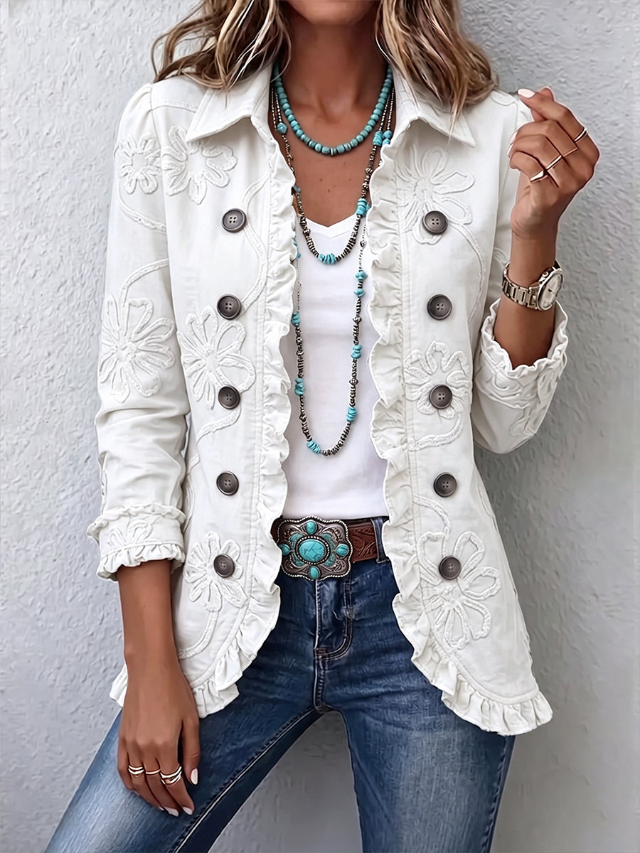 Elsa | Chaqueta de Volantes Bordada Marfil — imagen 1