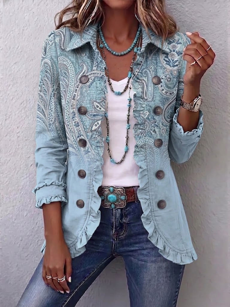 Ona | Chaqueta de Volantes Estampado Cachemira Vintage — imagen 1