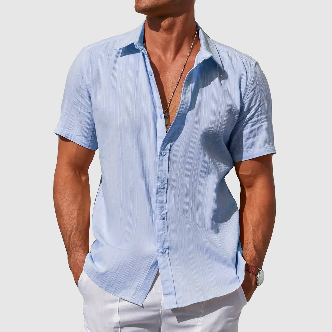 Nicolás Adrián | Camisa de Lino de Manga Corta Hombre Texturizada