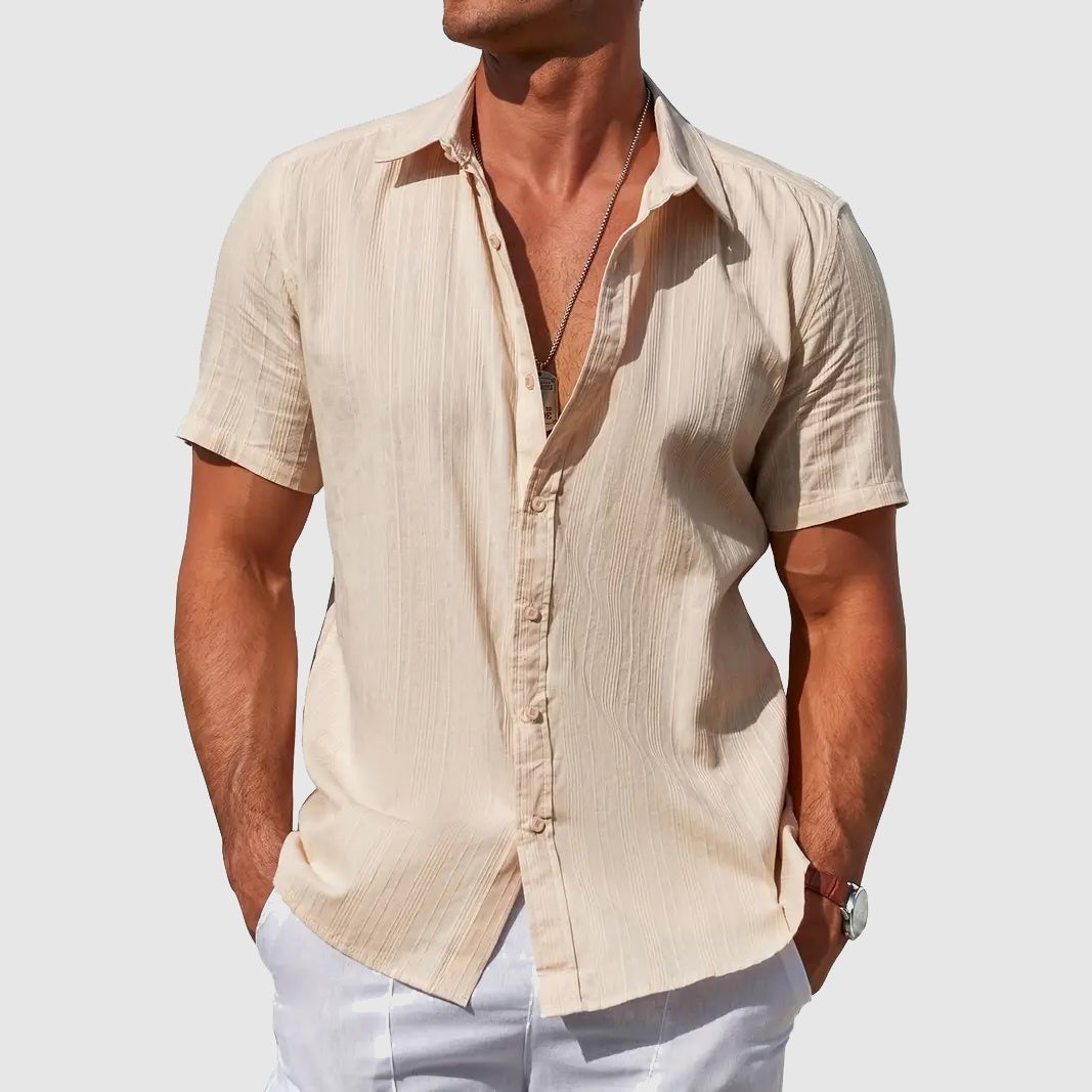 Nicolás Adrián | Camisa de Lino de Manga Corta Hombre Texturizada