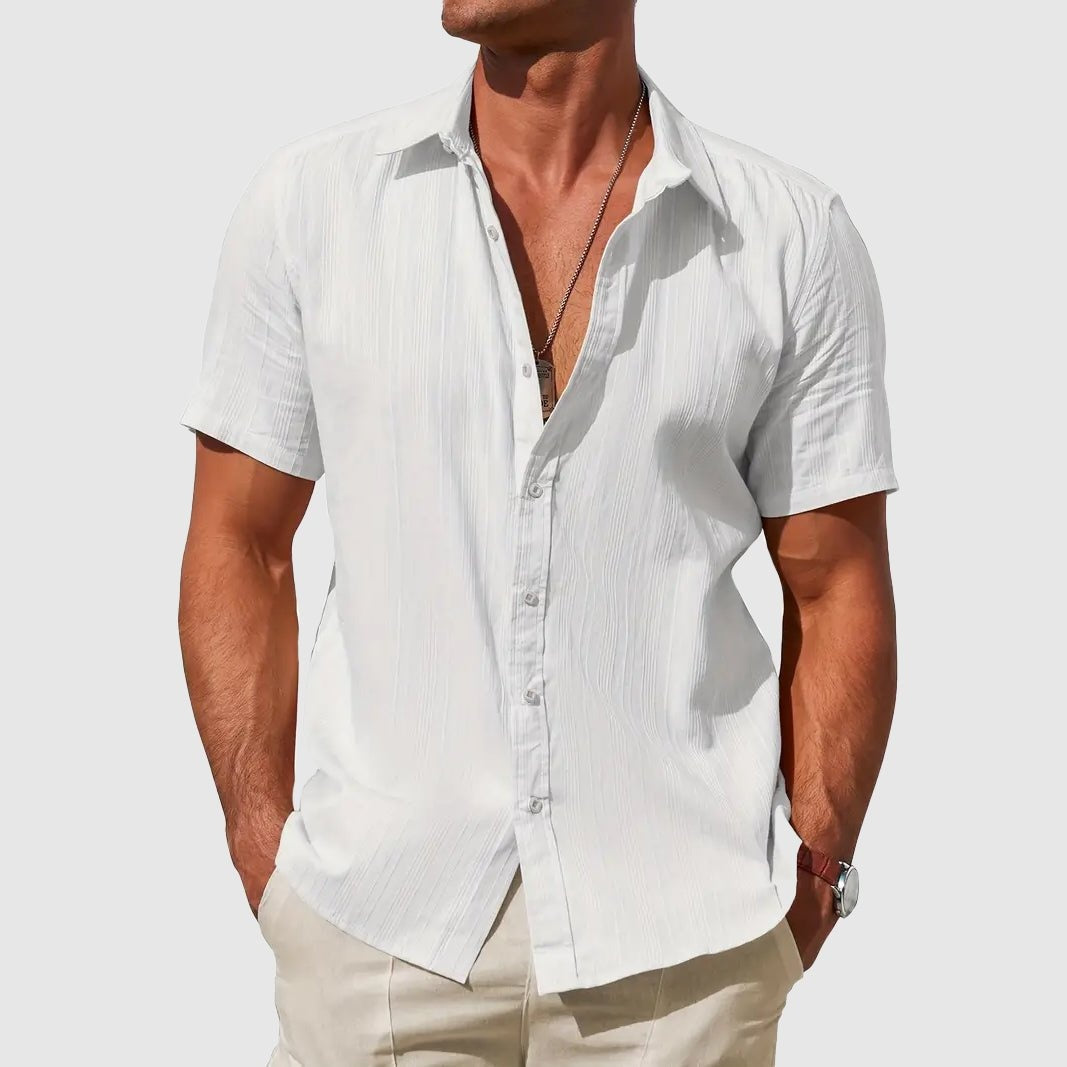 Nicolás Adrián | Camisa de Lino de Manga Corta Hombre Texturizada